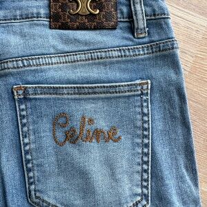 Celine Light Blue Women's Jeans with Brown Accents